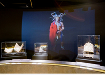 Multimedia dans la salle principale de l`exposition françois de laval, premier evesque de quebec
