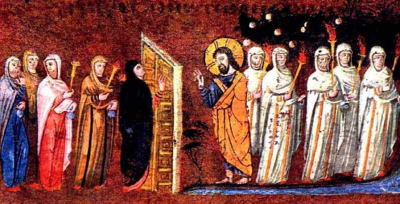 Les vierges folles et les vierges sages, manuscrit, Codex Rossano, Ms EAB 644, 6e siècle, (Crédits photo : Musée Rossano, Rossano, Italie ) Les vierges folles et les vierges sages, manuscrit, Codex Rossano, Ms EAB 644, 6e siècle, (Crédits photo : Musée Rossano, Rossano, Italie )