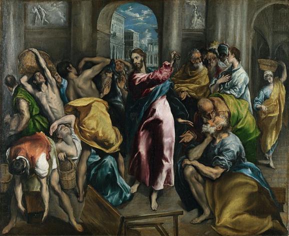 Jésus chassant les vendeurs du Temple par El Greco (1541-1614) (Domaine public via Wikimedia Commons) Jésus chassant les vendeurs du Temple par El Greco (1541-1614) (Domaine public via Wikimedia Commons)