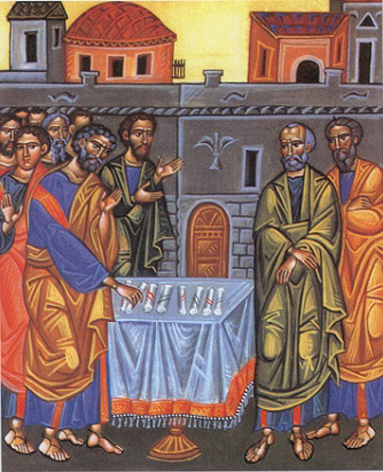 Choix de saint Matthias pour remplacer Judas "On tira au sort entre eux, et le sort tomba sur Matthias, qui fut donc associé par suffrage aux onze Apôtres" est-il écrit dans les Actes des Apôtres 1, 19 (Crédits photo : père Gilbert Adam) Choix de saint Matthias pour remplacer Judas "On tira au sort entre eux, et le sort tomba sur Matthias, qui fut donc associé par suffrage aux onze Apôtres" est-il écrit dans les Actes des Apôtres 1, 19 (Crédits photo : père Gilbert Adam)