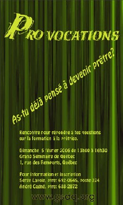 Poster de l'annonce de la rencontre sur les vocations Poster de l'annonce de la rencontre sur les vocations