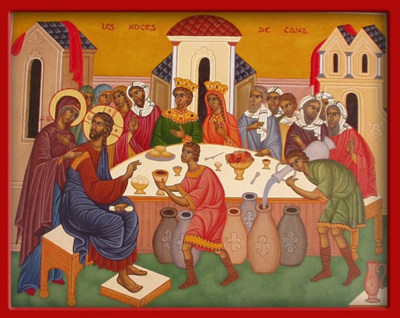 Les noces de Cana d'après une icône contemporaine (Crédits photo: Atelier Christophora) Les noces de Cana d'après une icône contemporaine (Crédits photo: Atelier Christophora)