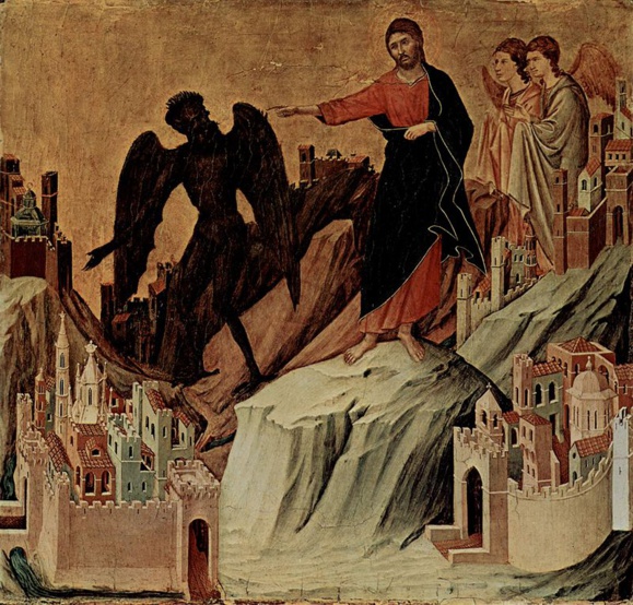 Les tentations de Jésus au désert par Duccio di Buoninsegna vers 1308-1310 (Crédits photo : Wikipedia Commons)