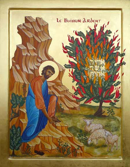 Icône moderne de Moïse devant le buisson ardent (Domaine public)