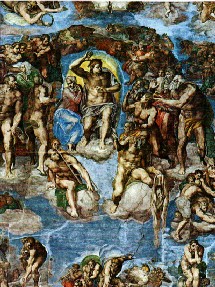 Le jugement dernier de Michel-Ange dans la Chapelle Sixtine à St-Pierre de Rome