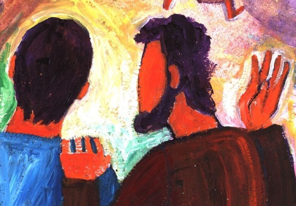 "Voulez-vous partir, vous aussi?" (Crédits photo : Bernadette Lopez, alias Berna dans Évangile et peinture) "Voulez-vous partir, vous aussi?" (Crédits photo : Bernadette Lopez, alias Berna dans Évangile et peinture)