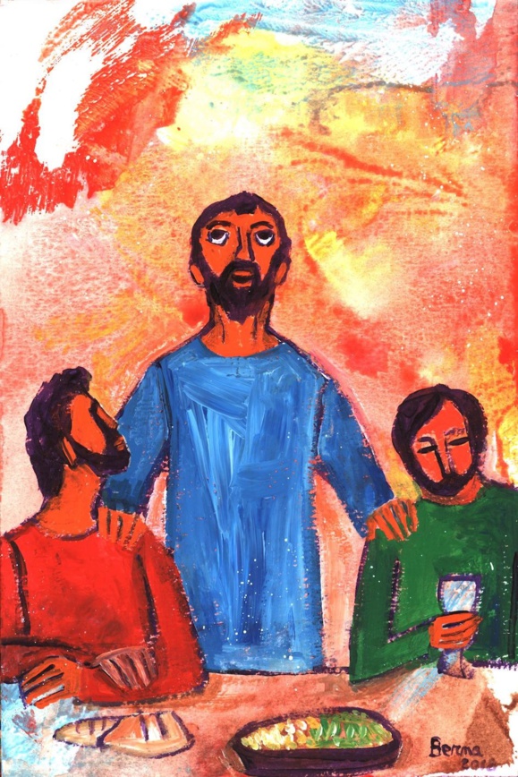 « Les yeux levés au ciel, Jésus priait ainsi... » Jean 7, 20 (Crédits photo : Bernadette Lopez, alias Berna dans Évangile et peinture)