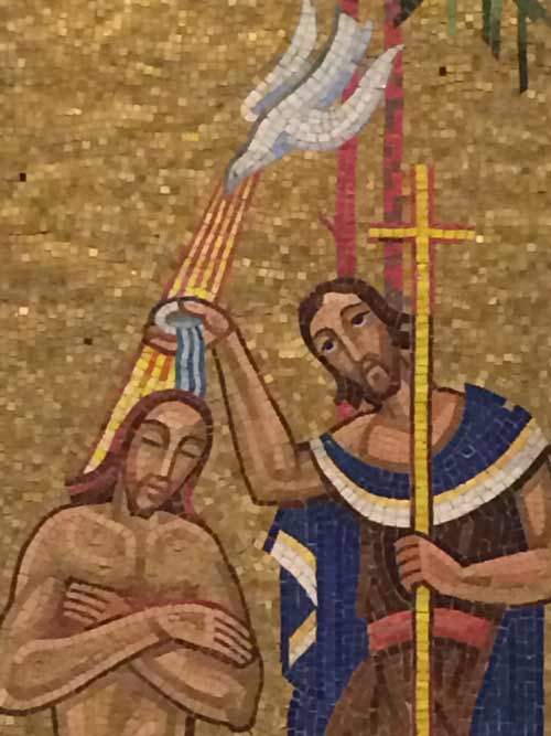 Mosaïque du baptistère de la basilique de sainte Anne de Beaupré au Québec (Crédits photo H. Giguère)