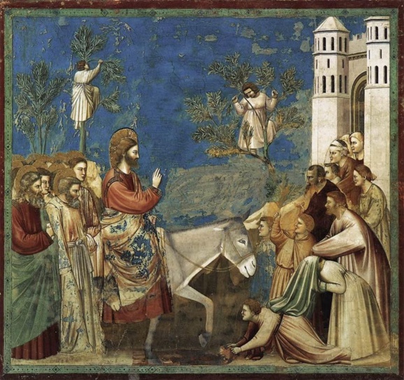 Giotto di Bondone - Scènes de la vie du Christ : l'entrée à Jérusalem. Création : entre 1304 et 1306. (Crédits photo : Domaine public Wikipedia)