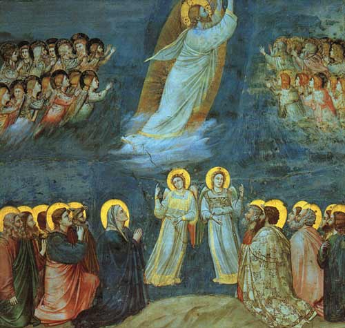 Giotto di Bondone (1267—1337). Chapelle des Scrovegni de Padoue. Chef-d’œuvre de la peinture aux couleurs intenses – le fameux bleu de Giotto. (Domaine public WikiArts) Giotto di Bondone (1267—1337). Chapelle des Scrovegni de Padoue. Chef-d’œuvre de la peinture aux couleurs intenses – le fameux bleu de Giotto. (Domaine public WikiArts)