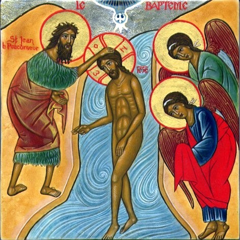 Le baptême de Jésus par Jean-Baptiste dans le Jourdain ( Credits photo : Images saintes ) Le baptême de Jésus par Jean-Baptiste dans le Jourdain ( Credits photo : Images saintes )