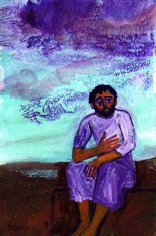 Le fils prodigue qui réfléchit et rentre en lui-même Luc 15, 17  (Crédits photo : Bernadette Lopez, alias Berna dans Évangile et peinture )
