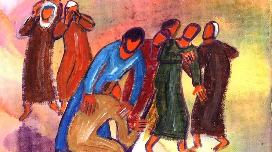 « ...c'est à moi que vous l'avez fait » Mathieu 31-46 (Crédits photo : Bernadette Lopez, alias Berna dans Évangile et peinture) « ...c'est à moi que vous l'avez fait » Mathieu 31-46 (Crédits photo : Bernadette Lopez, alias Berna dans Évangile et peinture)