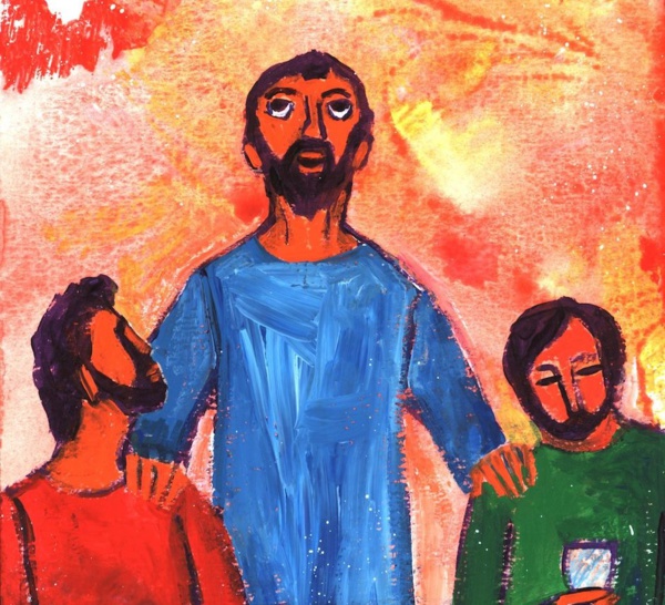 "Les yeux levés au ciel, Jésus priait ainsi..." - Jean 7, 20 (Crédits photo : Bernadette Lopez, alias Berna dans Évangile et peinture)