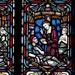 Saint François de Laval servant les pauvres (Vitrail de la Salle des prêtres du Pavillon Jean-Olivier Briand du Séminaire de Québec)