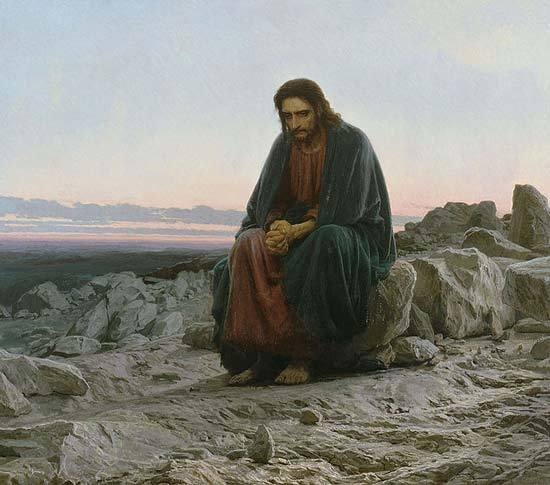 La tentation de Jésus au désert - Peintre russe I.N. Kramskoi (1837-1887)