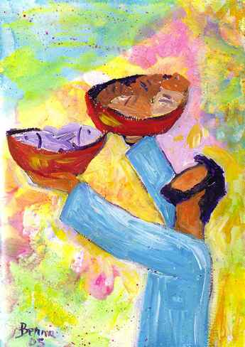 Crédits photo : Bernadette Lopez, alias Berna dans Évangile et peinture Crédits photo : Bernadette Lopez, alias Berna dans Évangile et peinture