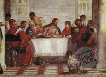 Détail du repas à la table de Lévi (Mathieu) 1573 de Paolo Veronese (1528-1588) à la Galleria dell 'Accademia, Venise.