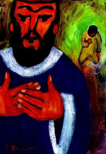 Le pharisien et le publicain (Crédits photo : Bernadette Lopez, alias Berna dans Évangile et peinture) Le pharisien et le publicain (Crédits photo : Bernadette Lopez, alias Berna dans Évangile et peinture)