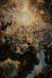 La fresque de la voute de l'église du Gesù à Rome