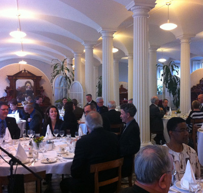 Banquet pour les maires de la MRC de la Côte-de-Beaupré dans le réfectoire du Pavillon Jean-Olivier-Briand le 5 avril 2013 pour le 350e du SME (Photo H. Giguère)