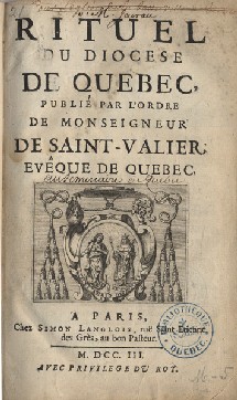 Rituel du Diocèse de Québec 1703