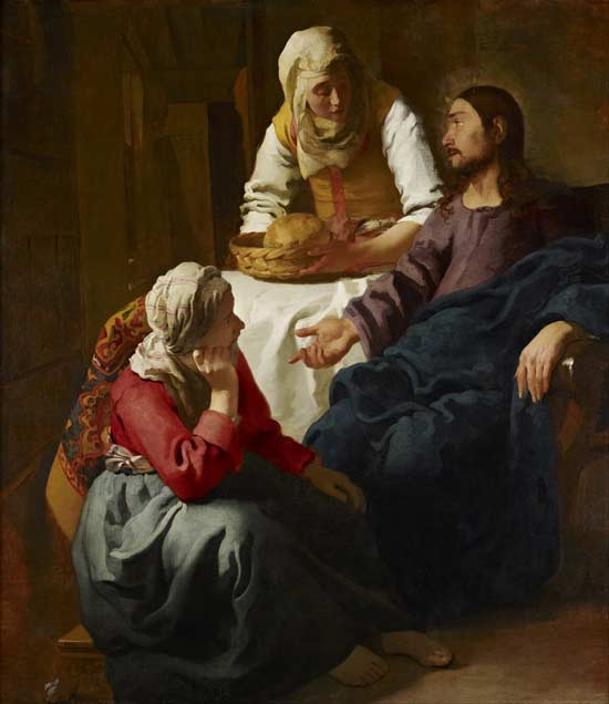 Le Christ dans la maison de Marthe et Marie par Jan Vermeer (1632-1675) (Domaine public) Le Christ dans la maison de Marthe et Marie par Jan Vermeer (1632-1675) (Domaine public)